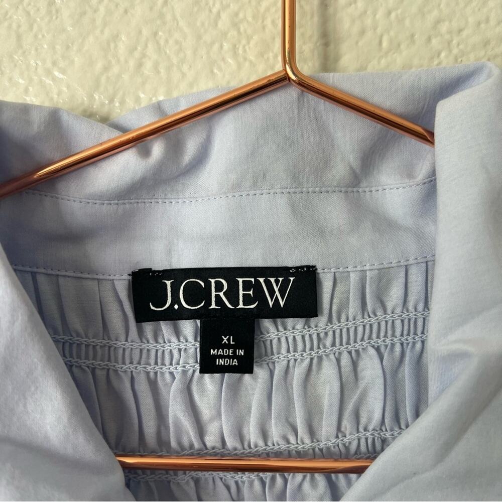 J Crew Smocked button-up shirt cotton-blend voile light blue short sleeve BU278 - Picture 4 of 8